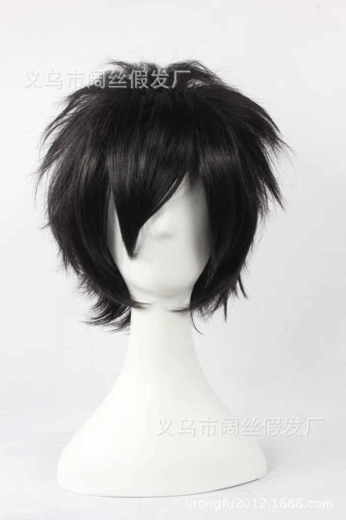 

Fairy Tail Gray Fullbuster Cosplay Short Black Heat Resistant Synthetic Hair Wigs + Free Wig Cap