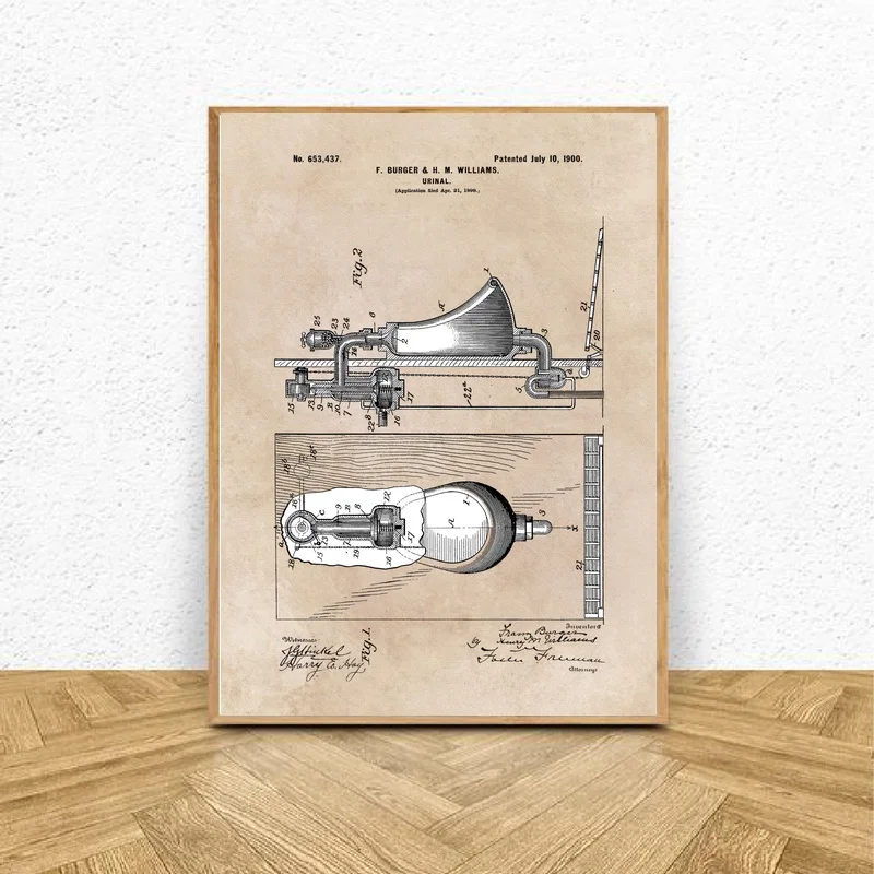 

Burger and Williams Urinal patent Art Canvas Poster Home Decor