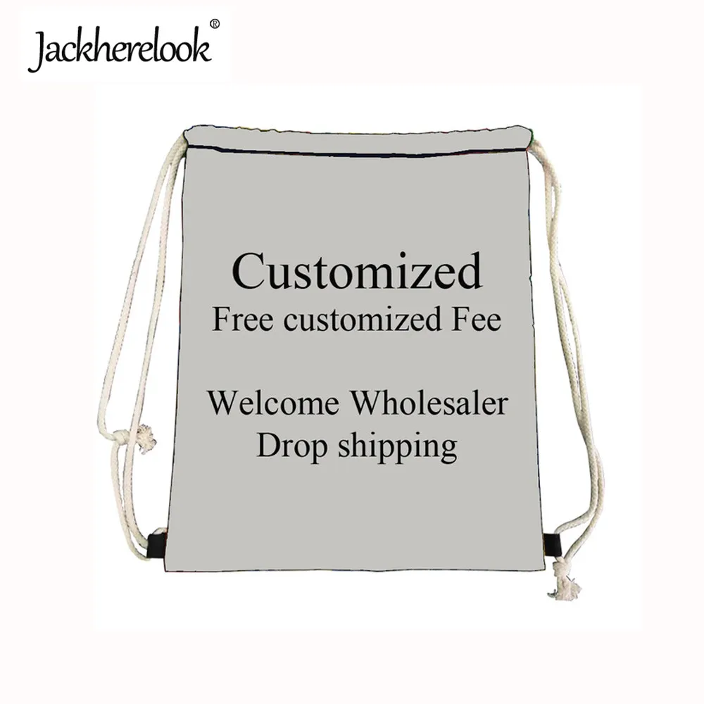 Jackherelook Small Drawstring Bags Customize Picture or Logo Women Casual Travel Backpack String Men Cinch Storage