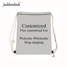 Jackherelook Small Drawstring Bags Customize Picture or Logo Women Casual Travel Backpack String Men Cinch Storage Shoulder Bags