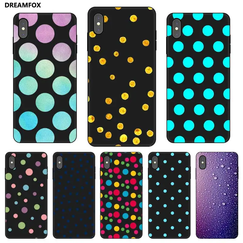 P170 Polka Dots Black Silicone Case Cover For Apple iPhone 11 Pro XR XS Max X 8 7 6 6S Plus 5 5S SE |