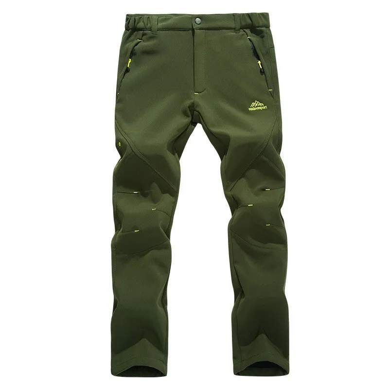 5XL Outdoor Wear Mens Winter Pants Thick Warm Trekking Man Trousers Windproof Climbing Travel Riding Men Pants Green