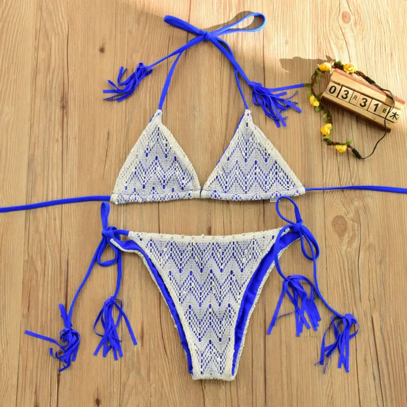 Crochet bikini swimsuit swimwear Lace Mesh Bathing Wear 2017 Women