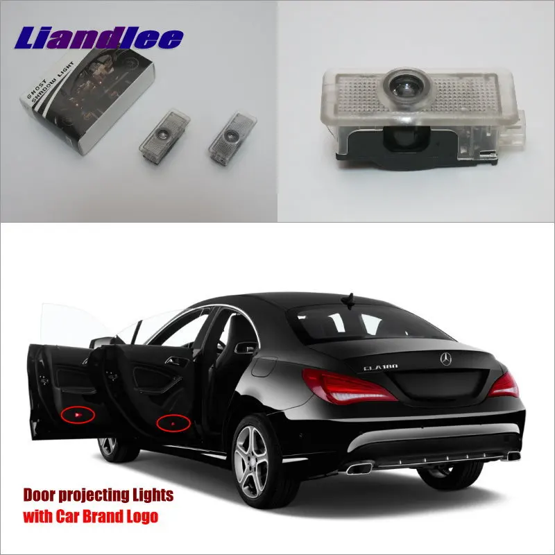 

Liandlee For Mercedes Benz CLA 2012~2013 Door Ghost Shadow Lights Car Brand Logo LED Projector Welcome Light Courtesy Doors Lamp