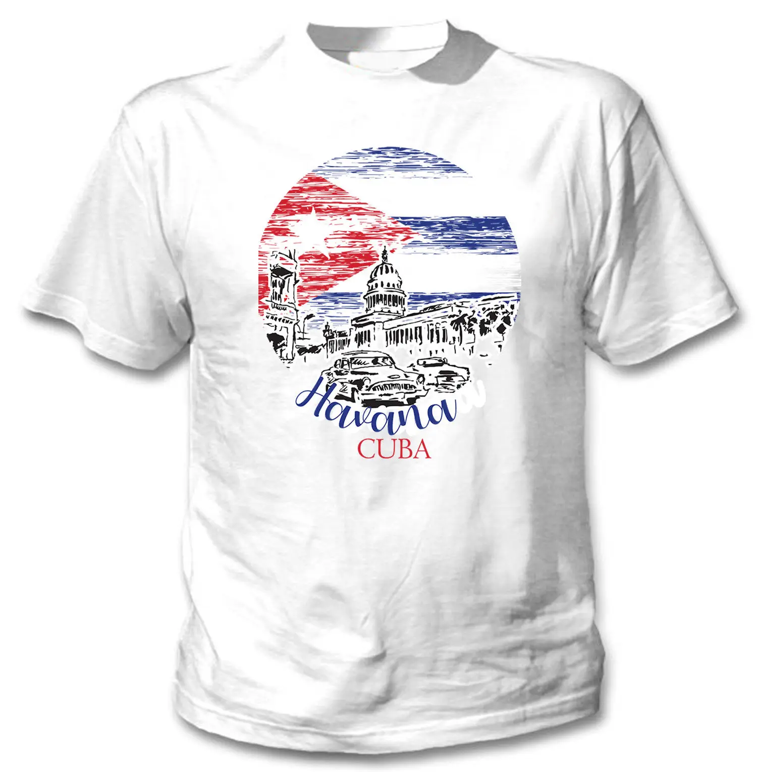 Havana City Cuba мужские повседневные футболки из 100% хлопка с круглым вырезом крутые