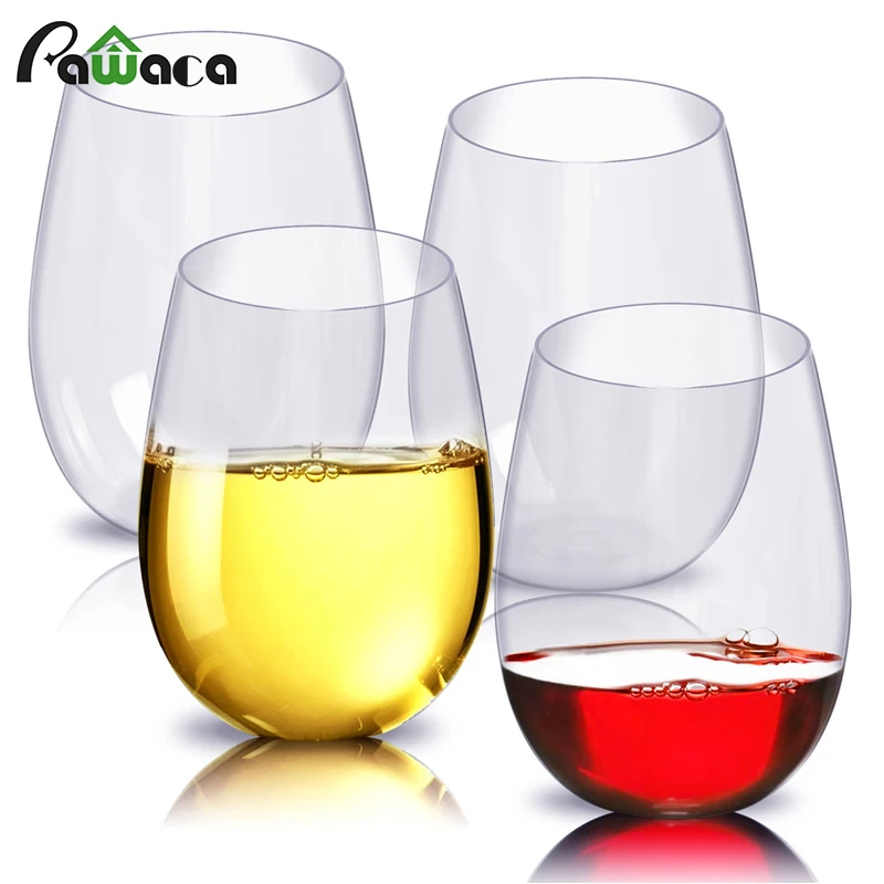 

4pcs/set Shatterproof Stemless Plastic Wine Glasses Unbreakable PCTG Red Wine Glasses Fruit Juice Beer Cups for Indoor Outdoor