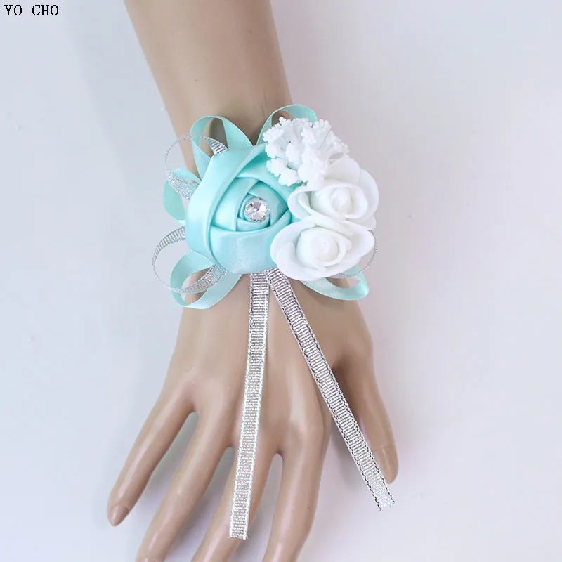 wedding wrist corsage Bracelet bridesmaid rose silk white pink marriage wrist corsage  (263)
