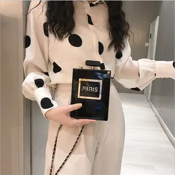 

HOT transparent bag women Acrylic Women Casual Black Bottle Handbags Wallet Paris Party Toiletry Wedding Clutch Evening Bags