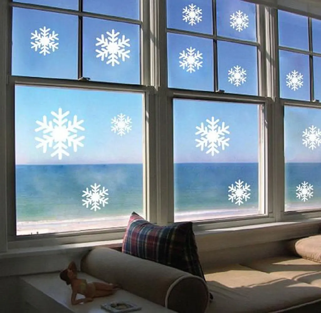 Женитьба Рождество белый и синий снег картина настенные наклейки для фестиваля украшения на стекло окна наклейки водонепроницаемый