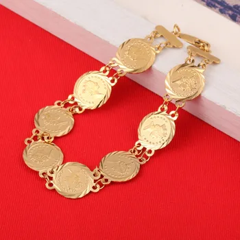 

Queen Head Jewelry Coin Bracelet New Fashion Jewelry Gold Color Bracelets For Women