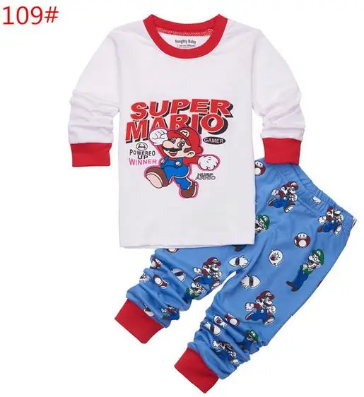 

New kids cartoon pijama infantil sleepwear home clothing cartoon cotton Baby pijama 2-7Y kids girls pajamas sets Mario pyjamas