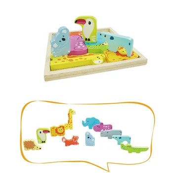 

Baby Toys Cartoon Animal Wooden Board 3D Building Puzzle Child Baby Toys Infant Puzzle Early Educational Learning Toys