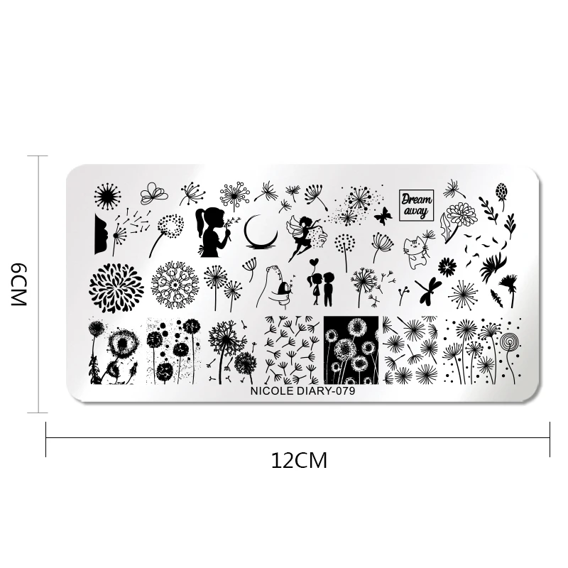 NICOLE дневник Одуванчик пластины для штамповки ногтей мрамор цветок цветочный геометрический изображение штамп трафарет маникюрный шаблон Инструменты для печати