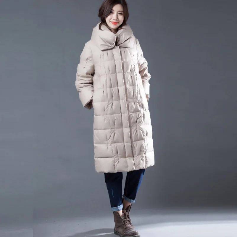 Warm White Duck Down Geometric Pattern Coat