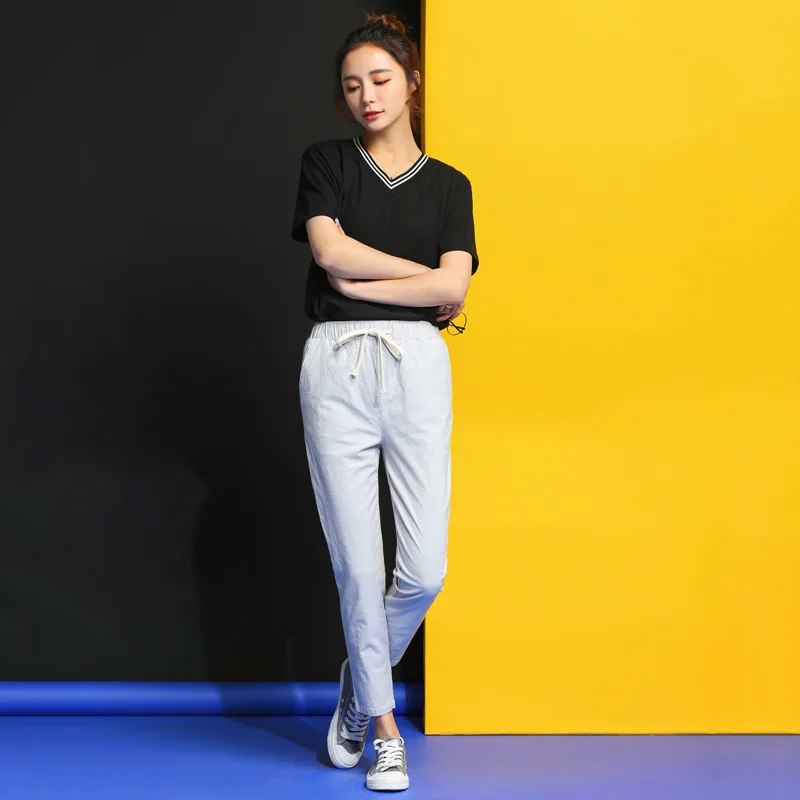 Woman Summer Plus Size Casual Solid High Elastic Waist