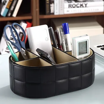 

PU Leather Remote Control Phone Holder Storage Box Cosmetic Organizer Makeup Case Storage Cosmetic Shelf Organizer