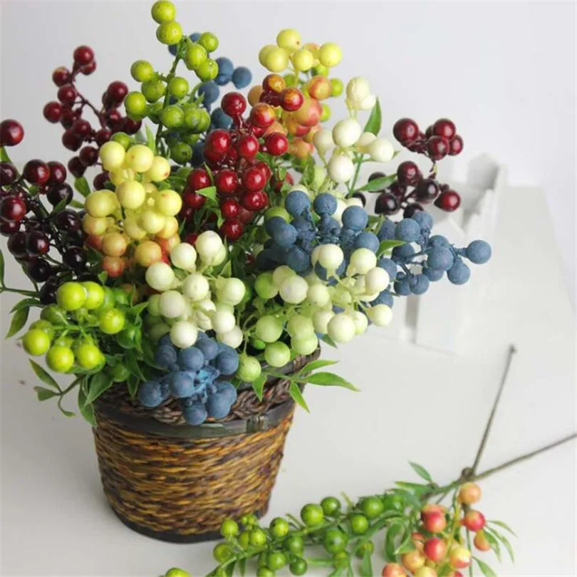 Foam Berry Fruit 20pcs Autumn Series Fake Blueberry 6 Color Designs for