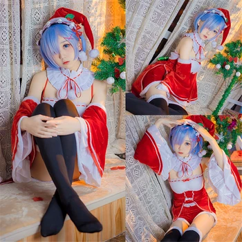 

2018 Re:Life in a different world from zero Rem Cosplay Costume Rem Christmas Dress Women's Hat Pajamas Leggings Christmas Gift