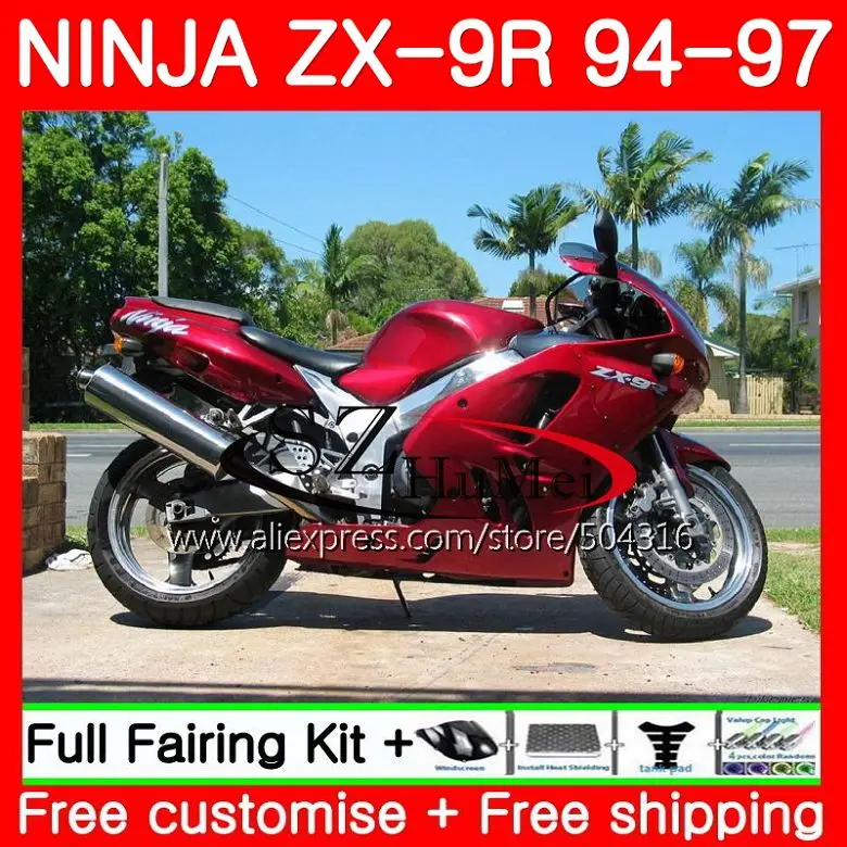 No. 1 Цвет красный, черный; комбинезоны для KAWASAKI NINJA 900CC ZX-9R 94-97 ZX900 21SH16 ZX 9 R ZX 9R 94 95 96 97 ZX9R 1994 1995 1996 1997 обтекатели - Цвет: No. 1