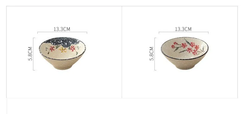 2 шт., японская керамическая миска, Салатница, миска для лапши, фарфоровая миска для рисового супа, ручная роспись, контейнер для фруктов, керамическая посуда