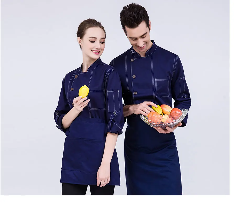 Новые высококачественные унисекс с длинными рукавами куртка повара униформа официанта Кук пальто Ресторан Кухня Для мужчин Для женщин