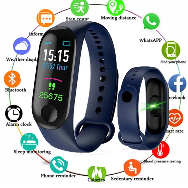 M3 Plus смарт браслет монитор сердечного ритма Смарт часы FitnessTracker с сменными