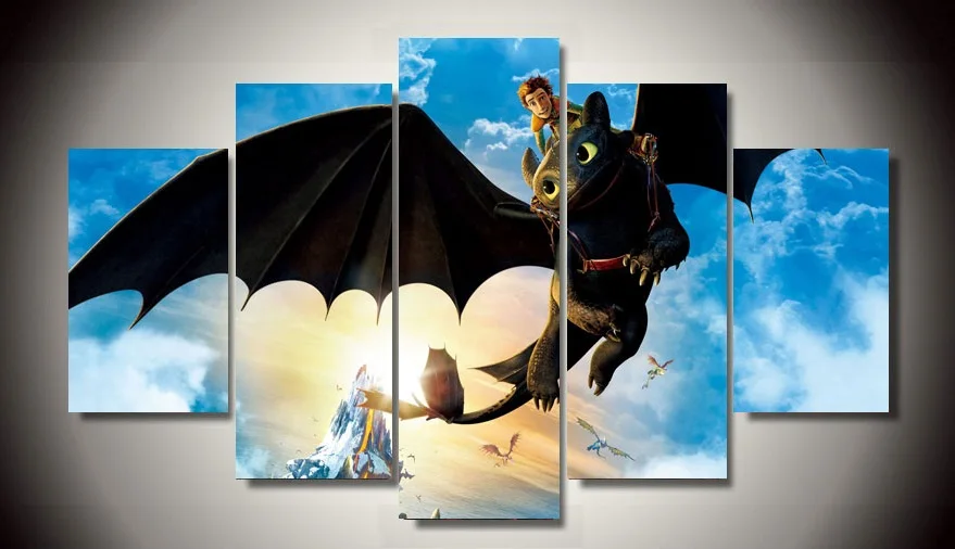 Cartoon Hiccup Toothless Painting Nursery room bac...