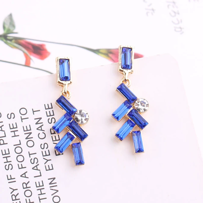 

LUBOV Multicolor Irregular Crystal Stones Drop Earrings Transparent Rhinestone Earrings For Women Women's Christmas Gift 2019