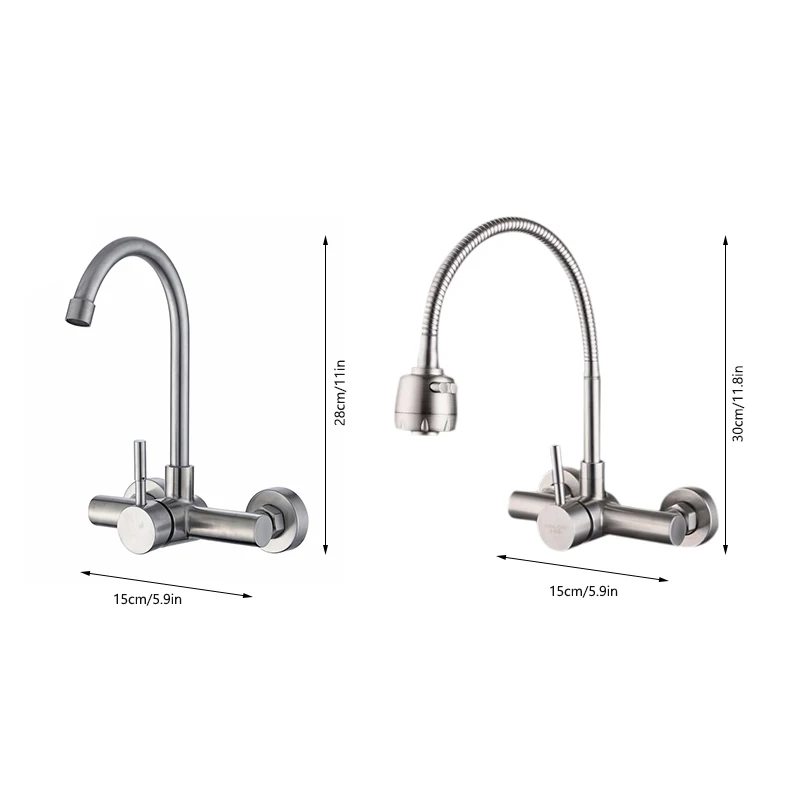 Günstige Edelstahl Küche Becken Wasserhahn Wand Montiert Waschbecken Wasserhahn Wasserhahn Kalt und Heißer Mischbatterie 360 Grad Rotation Einzigen Griff tippen