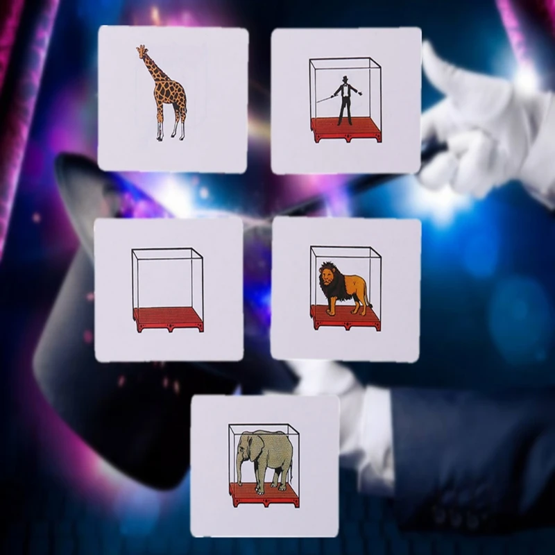 

2018 New Funny Circus Magic Toy Animals Cage Cards Magic Tricks Easy Play Kids Toy