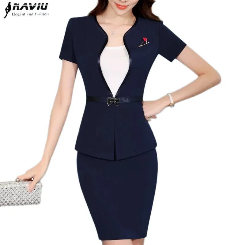 Buy Summer fashion women sky blue skirt suit Elegant