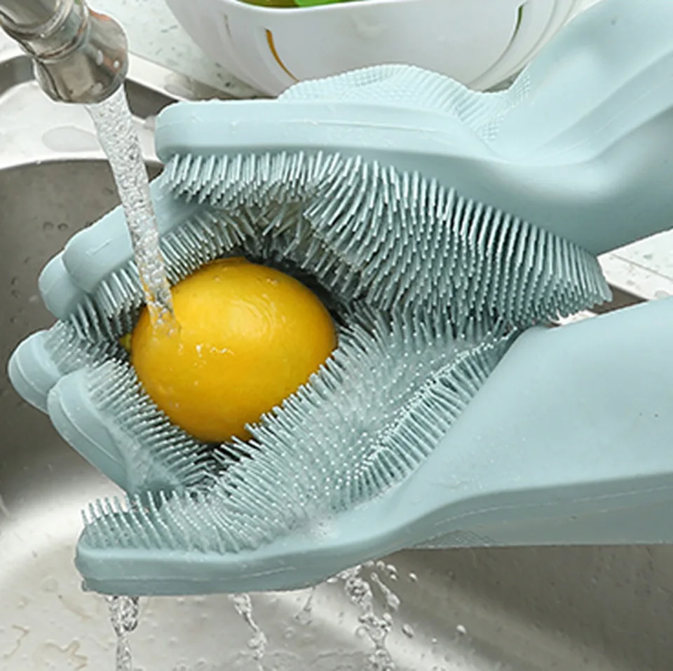 Food Grade Magic Gloves Dishwashing Gloves With BrushScrubber Waterproof Long Rubber Gloves Kitchen For CleaningWashing Dishes 2