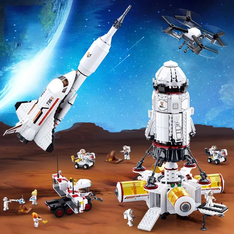 Aerospace Series Mars Rover Space Shuttle Science Exploration Astronaut Mini Figures Building