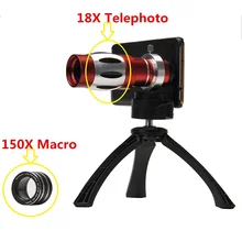 4in1 телефон Объективы для фотокамер комплект 18X телескоп телеобъектив для iPhone 6 6 S 7 Plus 5 5S SE 4S 4 чехол 150X зум макрообъектив штатив