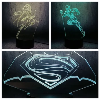 

DC Superman Batman Logo Symbol The Flash Wonder Woman Diana 3D LED lava movie role night light cool lamp fans gift room bulb