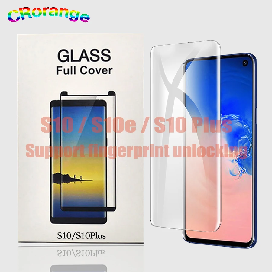 УФ протектор экрана с полным покрытием клея для Samsung S8 S9 Plus Note9 закаленное стекло