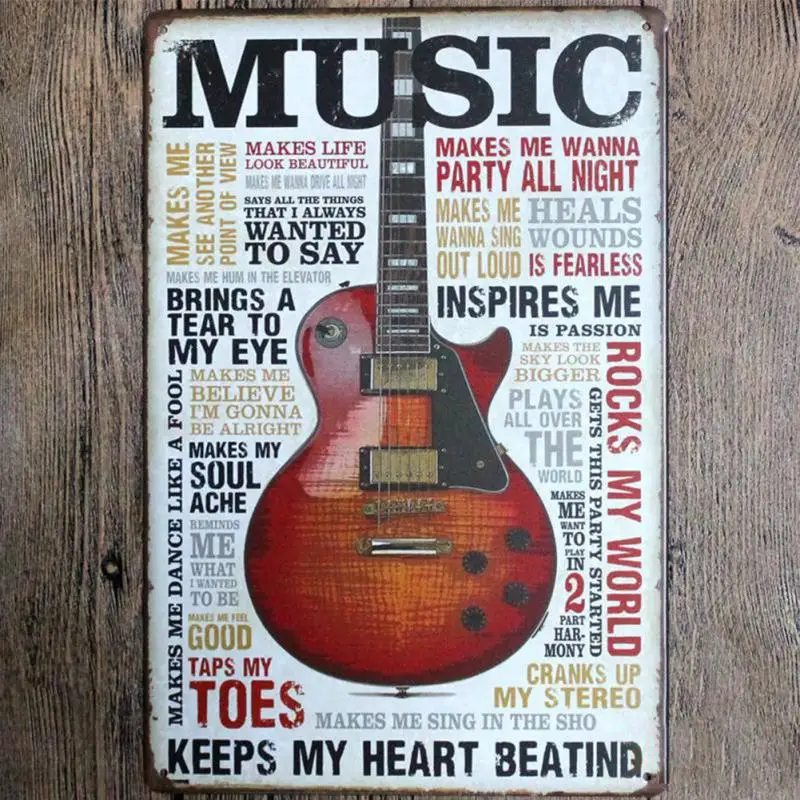 

1PC Music Vintage Metal Tin Signs Retro Wall Plaque Club Pub Bar Poster Decor 20x30CM