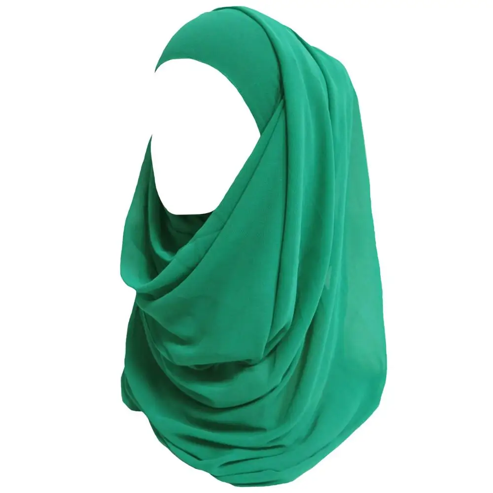 Высокое качество жемчуг пузырь шифон мусульманский хиджаб шарф платок однотонный цвет - Цвет: 28 light teal