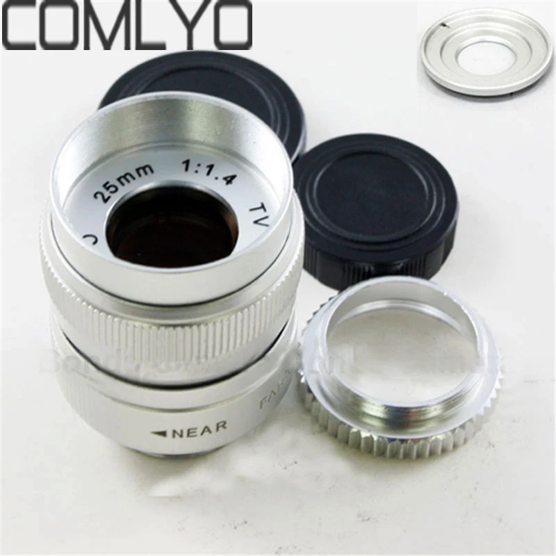 

Silver C Mount 25mm F/1.4 CCTV 1/2" Camera Lens for Micro 4/3 M 43 Camera E-P3 PL3 G3 GF5 OM-D for sony nikon Samsung NX Camera