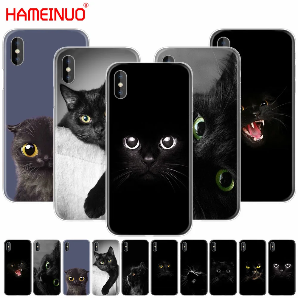 HAMEINUO Черный кот глазящий глаз на сотовый телефон чехол для iphone X 8 7 6 4 4S 5 5S SE 5c 6s plus