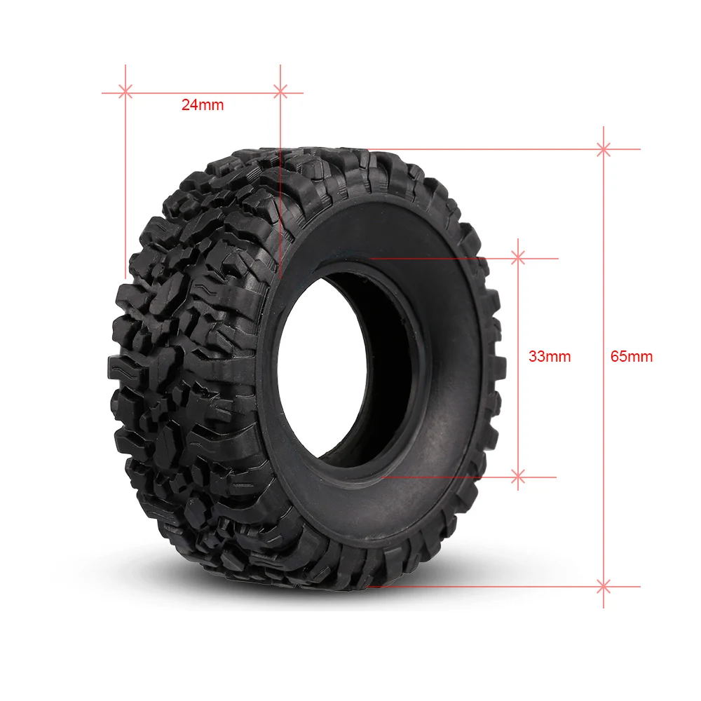 4Pcs Soft Rubber Tires Wheel for WPL B-14 B16 B36 B24 Military Truck 1//16 RC Car