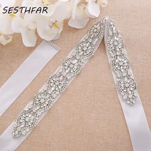 Ручная вышивка стразами свадебные пояса жемчуг стразы пояс невесты серебряные со стразами Свадебные пояс-кушак для подружек невесты DressesJ190S