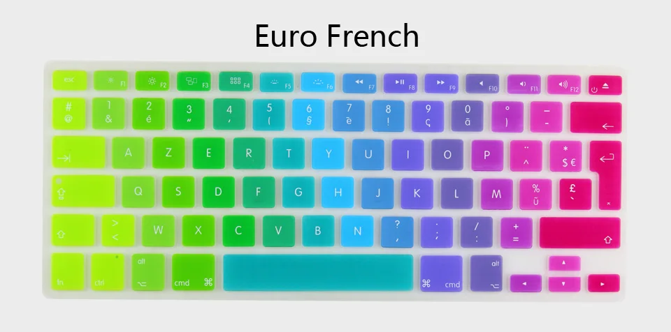 Силиконовая, в цветах радуги крышка клавиатуры для Apple macbook Air 13 защитные наклейки для mac book ноутбука пленка для кожи - Цвет: Euro French