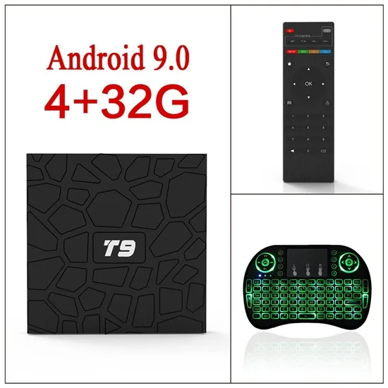 Android 9,0 T9 Smart tv BOX 4 ГБ 32 ГБ/64 Гб RK3328 четырехъядерный 1080P 4K wifi 2,4G BT 4,0 Netflix медиаплеер телеприставка USB 3,0 - Цвет: 4G 32G I8