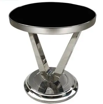 Wrought iron tempered glass round edge. Mobile small sitting room sofa tea table. Stainless steel Angle of a few Wrought iron tempered glass round edge. Mobile small sitting room sofa tea table. Stainless steel Angle of a few