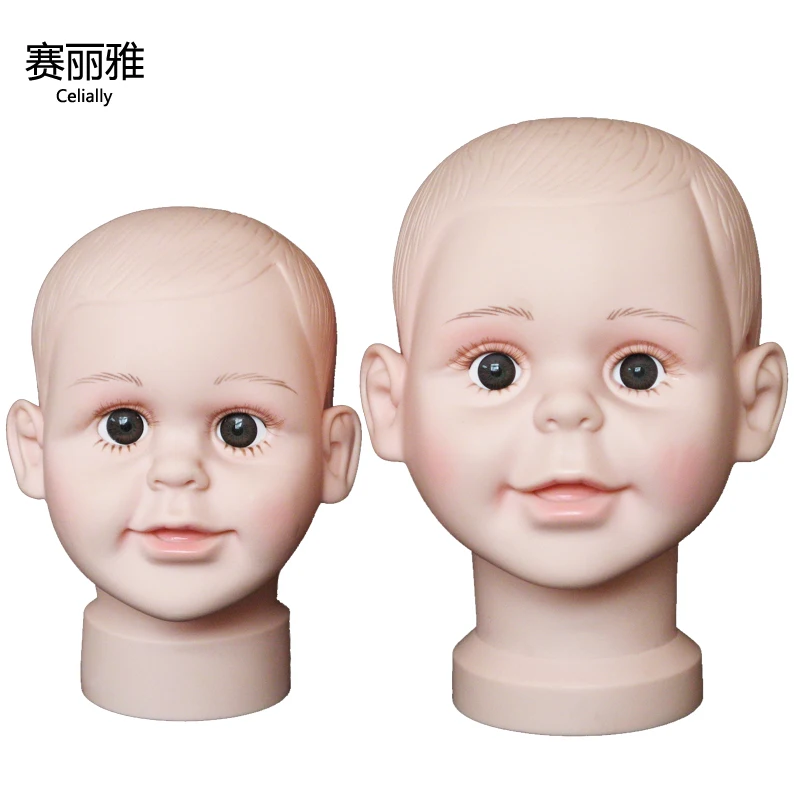 

Children Dummy Head Baby Mannequin Head Doll Head With Wig Hat Glasses Display Kids Shop Window Manikin Head