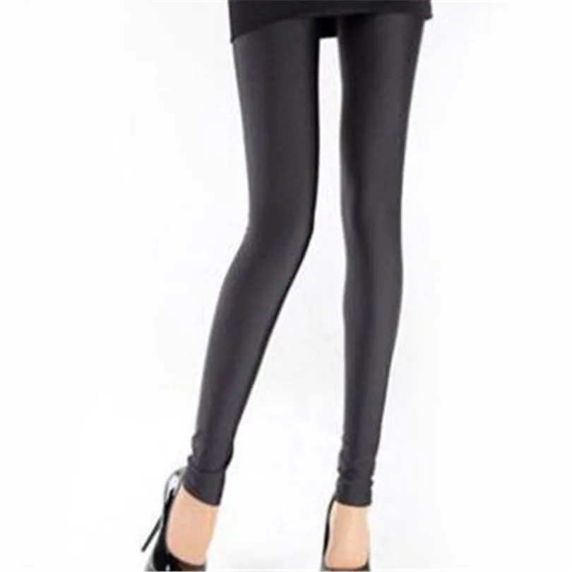 Heißer Verkauf Leggings 2019 Frauen Einfarbig Fluoreszierende Shiny Hose Leggings Große Größe Spandex Shinny Elastizität Casual Hosen