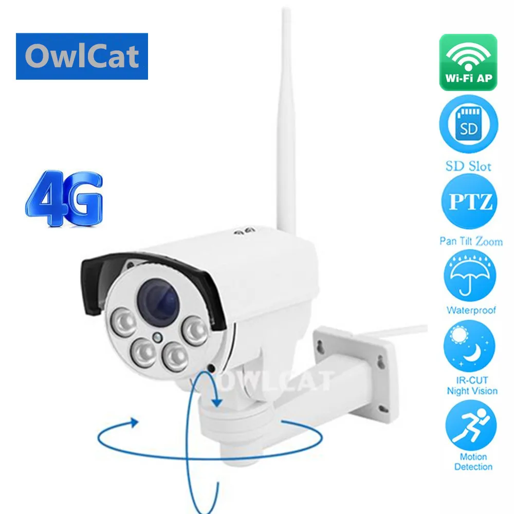 

2MP 5MP 3G 4G SIM Card IP Camera Outdoor PTZ HD Bullet IR 50M 5X / 10X Zoom Auto Focus CCTV Camera Wireless Hotspot MiFi Motion