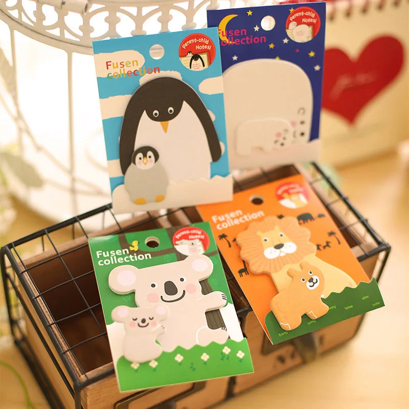 

1-Pack kawaii animal parent-child memo pads , family animal Sticky notes for kids
