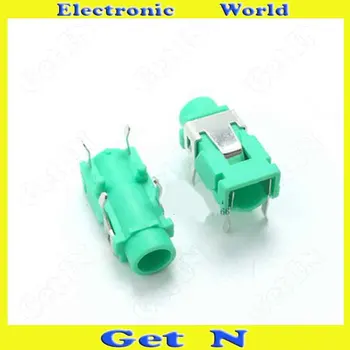 

500pcs PJ-321 Green 4DIP Foots 3.5mm Auido Video Jack Socket 3.5 Headphone Connectors High Quality